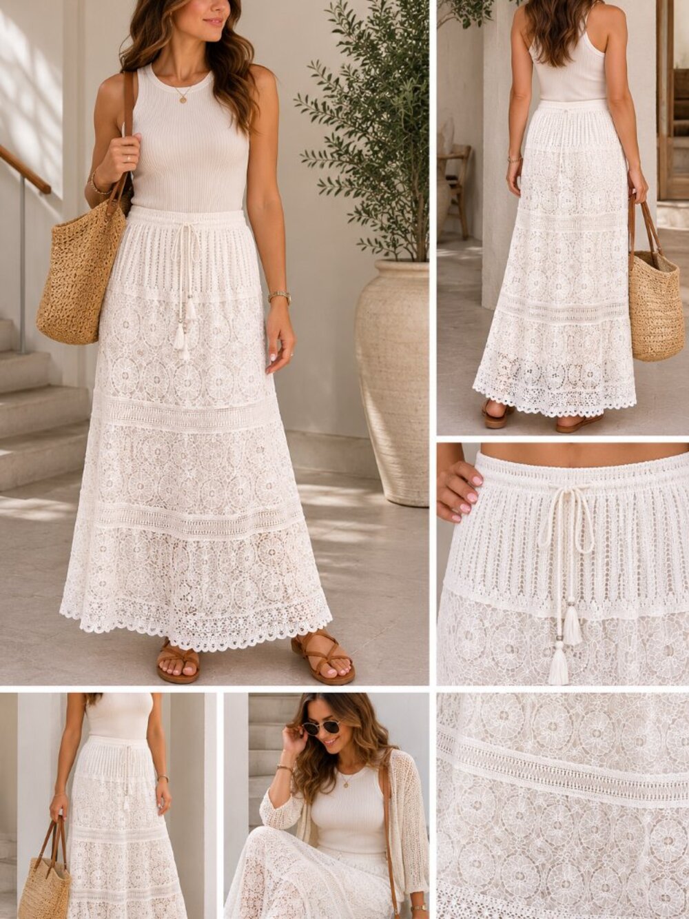 White Lace Maxi Skirt